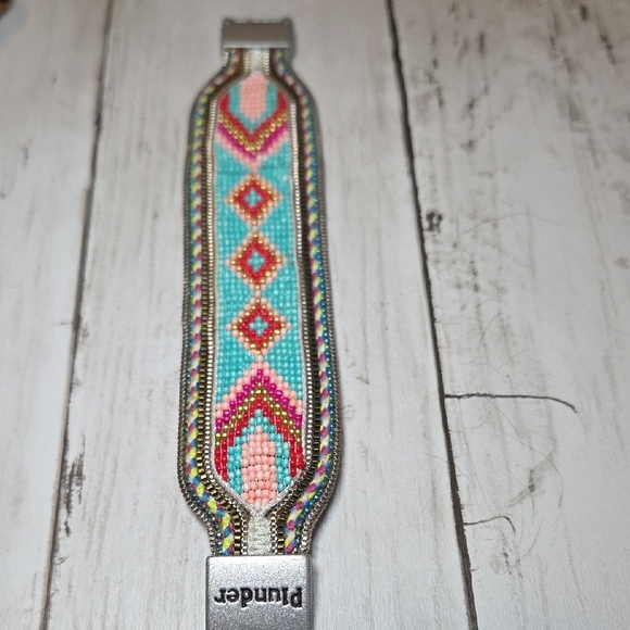 Plunder Black Leather and Turquoise Beaded Bracelet Set - Picture 5 of 8